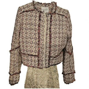 Carolina Belle multicolored Zip Long Sleeve Lined Fringed Detail Waist Jacket